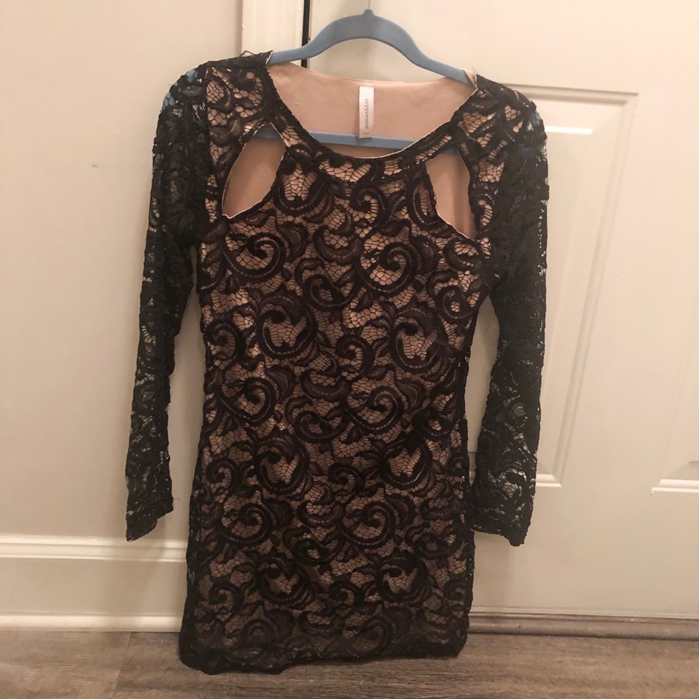 Long sleeve black cocktail dress